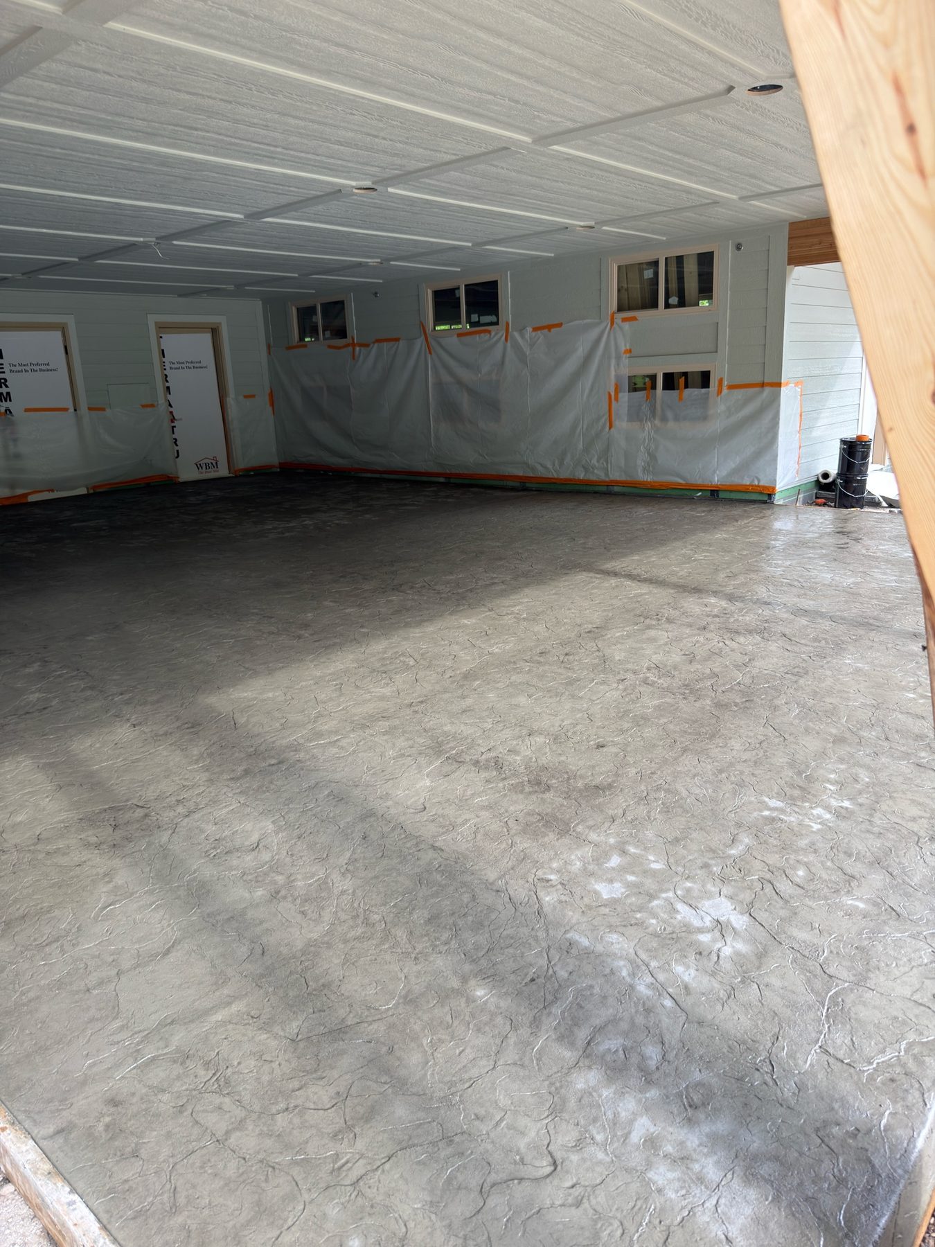 Stamped concrete floor with stone texture
